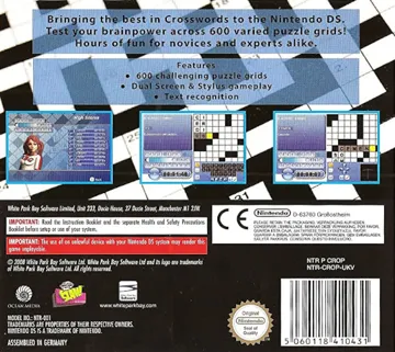 Have Fun with Crosswords (Europe) box cover back